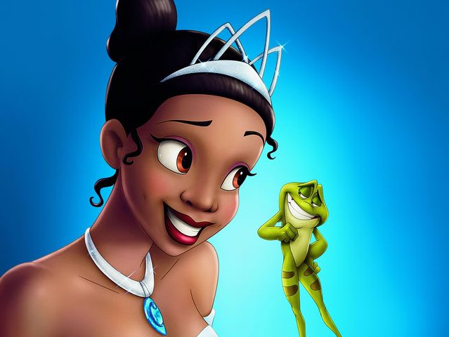 princess tiana kissing frog