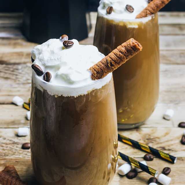 Iced coffee with whipped cream