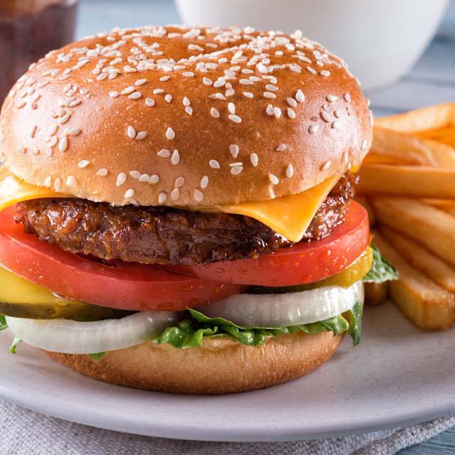 Hamburger and fries