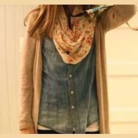 A bright colored outfit with a cute cardigan.