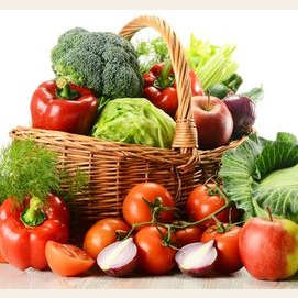 Fresh vegetables, grains, barley, and/or fruit.