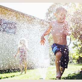 Running in a sprinkler