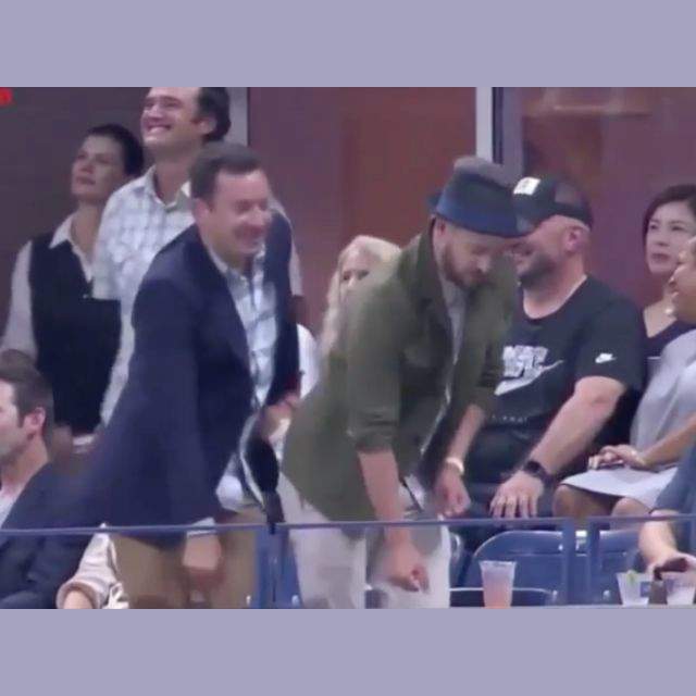 Con Jimmy Fallon en un partido de Tenis