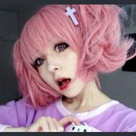 Curled and up it a cute anime style.