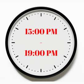 15:00 PM - 19:00 PM