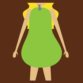Pear: Wide hips, narrower shoulders and a small bust