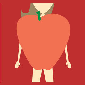 Apple: Round shape with thin arms and legs