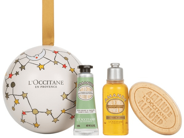 This  Sweet Essentials Bauble  is filled with three irresistable almond staples, including the classic Delicious Almond Hand Cream (10ml), Almond Shower Oil (35ml) and Delicious Almond Soap (50g) - all made with sustainably sourced almonds, supporting local producers. The perfect stocking filler, hang it on the tree ready for Christmas morning.  £12  