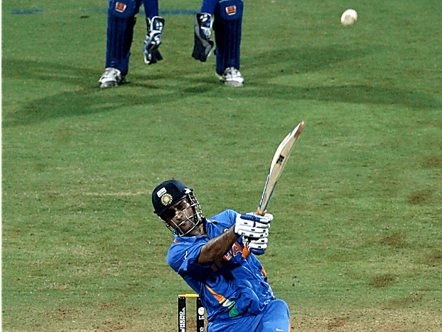 The biggest stage of them all, with India in a tricky situation chasing 275. MS Dhoni, not in the best of form, promotes himself ahead of Yuvraj Singh, in order to tackle the Muttiah Muralitharan threat. A crucial stand with Gautam Gambhir sees the momentum shift India's way, and the Cup is clinched with  a shot that will replay forever  in the minds of India fans.