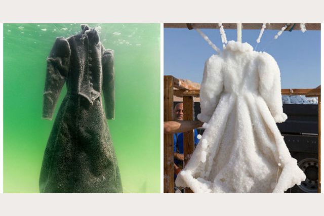 An Artist Submerged A Black Gown In The Dead Sea For Two Years, And Now ...