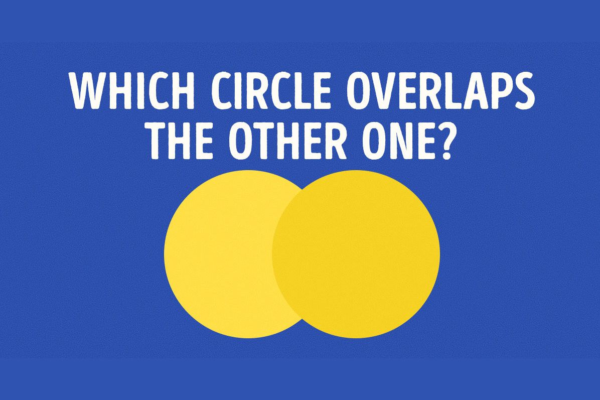 Can You Say Which Circle Overlaps the Other One Without Making a Single