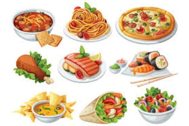 Various Kind Of Food For Lunch Royalty Free Vector Image