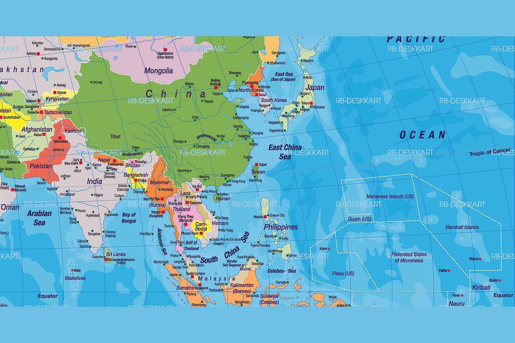 Политическая карта стран азии. Государства Азии на карте. Карта зарубежной Азии со странами и столицами. Азия государства и столицы на карте. Карта Азии со странами и столицами на русском языке крупно.