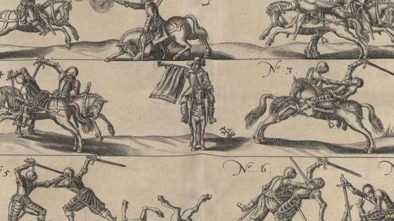 HEMA stands for “Historical European Martial Arts” and is defined as any historically preserved warfare, dueling, or self-defense system originating from Europe. Such fighting styles survive in the form of military manuals, fencing treatises, and dueling manuals. This quiz only includes primary battlefield weapons with surviving treatises. War begins at far distance, so "primary weapons" are long weapons unless large shields are involved. We have another quiz for swords.