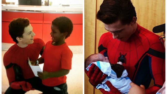 Tom Holland, who will play Spider-Man in the new movie, just made a lot of sick kids really happy, and there are lots of pictures of the encounter!