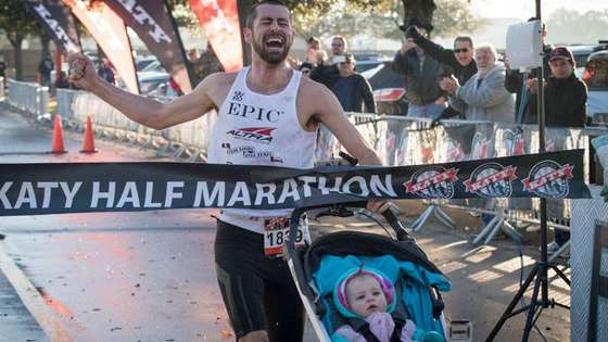 This Dad is a better parent and athlete than all of us. Hats to you, sir. 