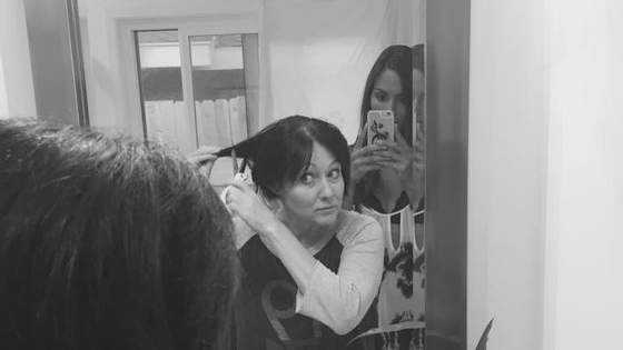 The former Beverly Hills 90210 star was diagnosed with cancer last year, but now, after beginning treatment, she's sharing one of the most emotional steps in her journey with the world by releasing photos of the process of shaving her head. 