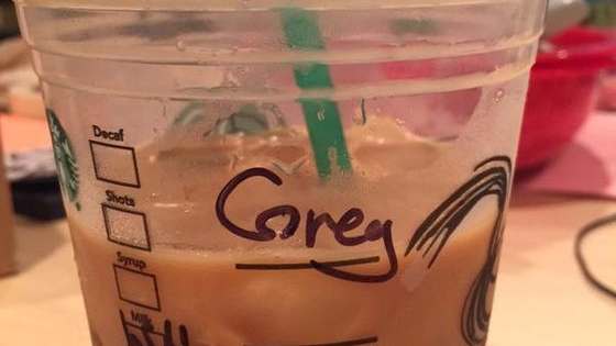 New #TheDress dispute is tearing the internet apart.  Is the name written on this Starbucks cup Greg or Corey?