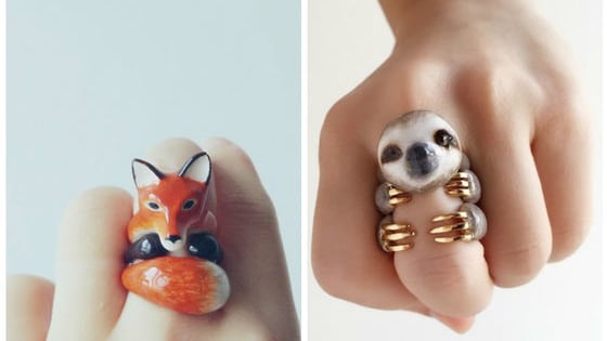 For everyone who's ever dreamed of a tiny sloth clinging to their hand all day, Mary Lou of Bangkok has this amazing critter couture available on Etsy! 