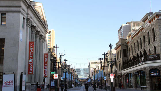 The crossroads of Stephen Avenue and Scarth Street. 
