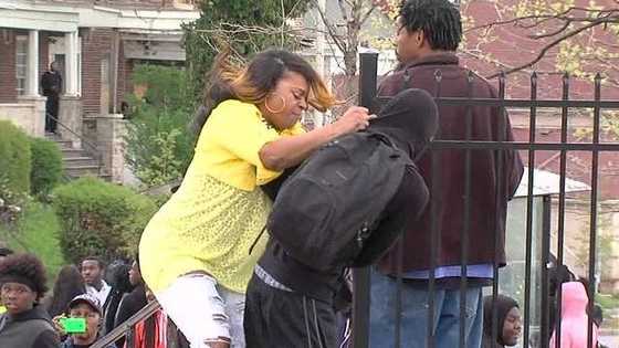 This rioter's mother began cursing at him and hitting him when she discovered he was contributing to the violence that has been taking place on the streets of Baltimore in response to the death of Freddie Gray. A lot of members of the community have denounced the riots and advocated for a peaceful solution. 