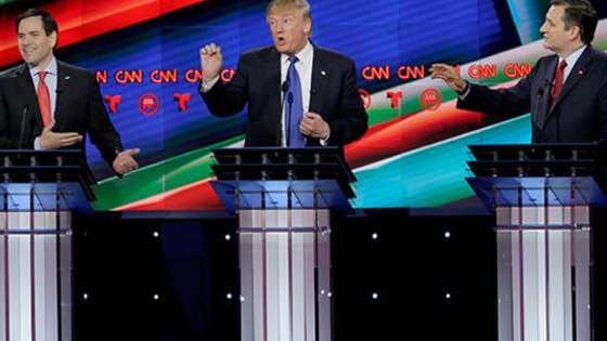 Donald Trump will attempt to take one more small step toward the Republican nomination as he faces off against a GOP field that will be without Ben Carson for the first time. 