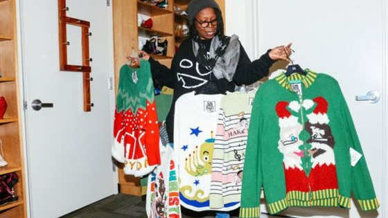 Whoopi Goldberg has designed a line of beautifully hideous holiday sweaters for Lord and Taylor! Would you buy one?