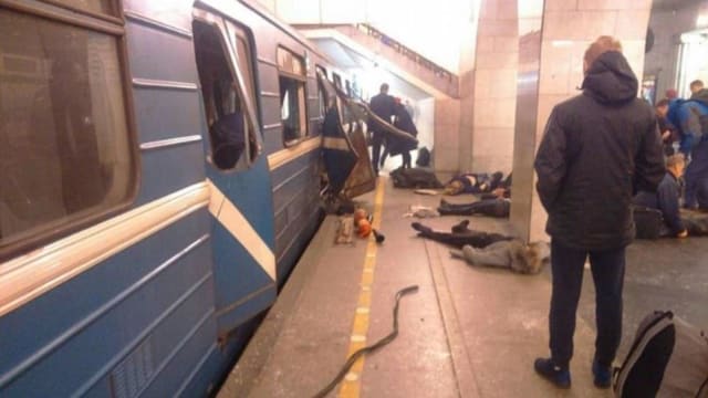 A nail bomb in a briefcase dropped into St. Petersburg's metro exploded in transit from the Sennaya Ploshchad to the Sadovaya metro station, killing at least 12 people and injuring over 50. Find out more here.