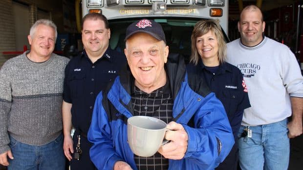 Although he retired in 1998, Bob Zolna still drinks coffee with the current firefighters at the Mount Greenwood Fire Station every morning except Sunday, and when he suddenly went into cardiac arrest, it was up to them to save him. Find out more about this amazing story here.
