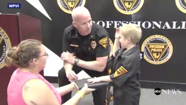 Chase Gilchrist, who has battled a rare brain cancer, recently became the newest member of a New Jersey police force.