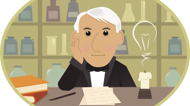 After one and a half years of work, THOMAS EDISON achieved success when an incandescent lamp with a filament of carbonized sewing thread burned for thirteen and a half hours.