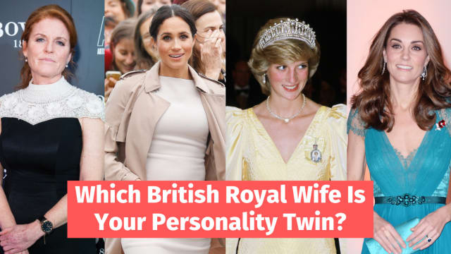 Ever wonder which royal wife you share a personalty with? There's glamorous and fun Meghan Markle, the noble Princess Diana, the delinquent Sarah Ferguson and the innocent Kate Middleton. Which one are you? Take this quiz to find out!