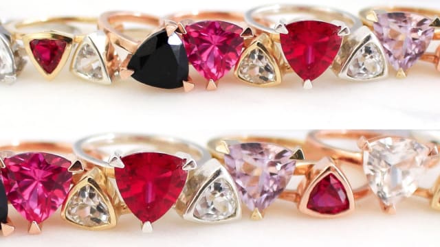 Emeralds, and sapphires and rubies, oh my! Take this personality test to find out which Self Love Pinky Ring is right for you. All rings are available in both the Original and Mini styles at www.fredandfar.com.