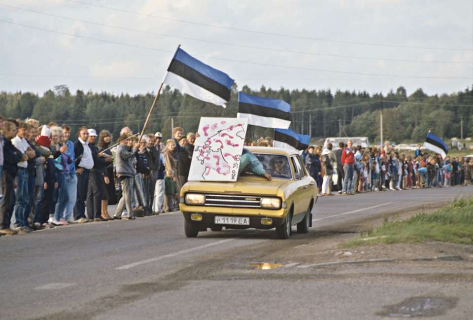 Manifestación en apoyo a la salida de Estonia de la URSS