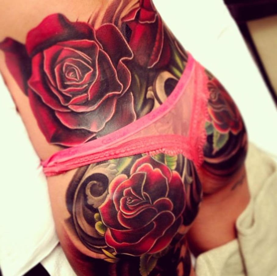 The singer had a mammoth piece across most of her back and bottom in 2013, covering up old tattoos including a butterfly and Tweety Bird. Pic: @nikkohurtado