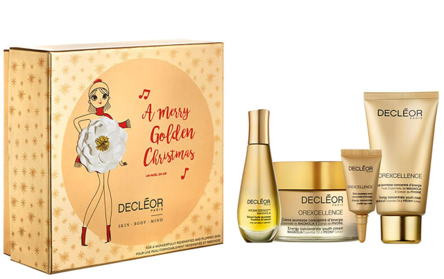 A Merry Golden Christmas (worth £241) Give the gift of a magical, musical Christmas with Decleor's Jingle Oils. With 3 full-sized luxury products, this set harness the power of essential oils to firm, energise and lift the skin. Includes: full-size Aromessence Magnolia Youthful Oil Serum (15ml), full-size Orexcellence Energy Concentrate Youth Cream (50ml), full-size Orexcellence Energy Concentrate Youth Mask (50ml) and Orexcellence Energy Concentrate Youth Eye Care (5ml).RRP £95.  allbeauty price: £66.50 