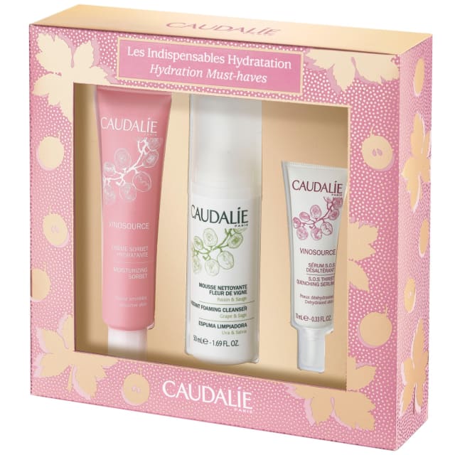 Hydration Must Haves (worth £38) Dermatologically tested, Hydration Must Haves contains the perfect trio of Caudalie treats for younger skin and/or sensitive skin. Includes afull-sized Vinosource Moisturizing Sorbet (40ml), plus Instant Foaming Cleanser (50ml) and Vinosource SOS Serum (10ml).RRP £23,  allbeauty price £17.25 