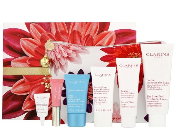 Weekend Beauty Collection (Worth £82) A complete weekend makeover that makes the perfect gift for a woman on the move, this set comes with everything you need for a weekend away, including a pretty cosmetics bag, all packed in a gorgeous Clarins gift box! Includes: Beauty Flash Balm (50ml), Hand & Nail Treatment (100ml), Moisture Rich Body Lotion (30ml), Instant Light Lip Perfector, Hydra Essentiel Cream (12ml) and Eye Contour Gel. Phew! RRP: £54 allbeauty price: £48.60 