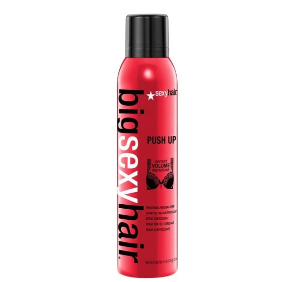 Big Sexy Hair Push Up Thickening Spray If you've got fine, limp hair or you simply want to go BIG this Christmas, Push Up Thickening Spray will give you  instant  volume and thickness   Spray onto dry hair at the roots and push hair in an upward motion to create fuller volume. For extra density, spritz the ends of you hair and tousle with your hands. RRP: £16.95 allbeauty price: £10.95 