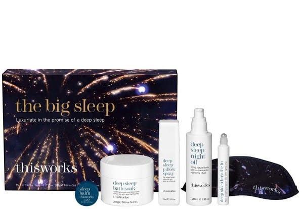A truly pampering set to send you into a blissful sleep. Containing five of thisworks best loved and most potent sleep solutions, deep sleep pillow spray, deep sleep night oil, deep sleep bath soak, sleep balm and deep sleep breathe in and a luxurious eye mask, this indulgent set will ensure the most peaceful of nights lies ahead.RRP: £70.00 allbeauty price: £44.95 