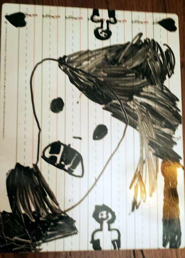 Apparently, the child who drew this told her mom that this monster followed them everywhere, but she couldn't see it.