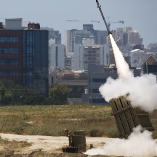 An Iron Dome launcher fires an interceptor rocket in southern Israel.