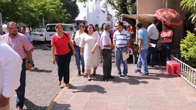 La diputada del PRD, Patricia Hernández Calderón llegó caminando al recinto legislativo.