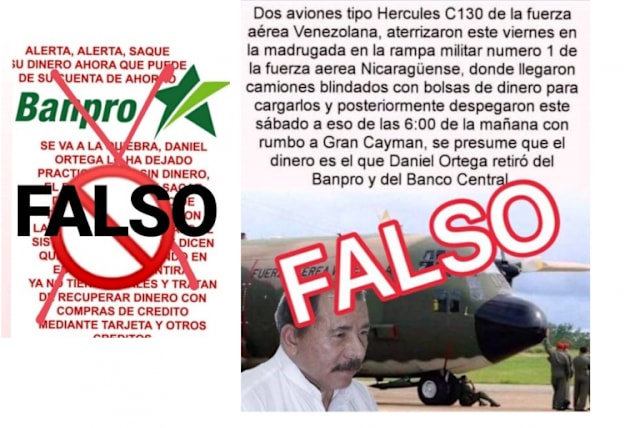 Cuando lo noticiable no estaba alrededor del tópico de la violencia, la propagación de la desinformación viraba hacia otros temas sensibles para la población, como es el asunto de la economía y la supuesta “fuga de dinero” durante la crisis.Los mensajes de la “fuga de dinero” se basaron en la argumentación de la incertidumbre económica para la población nicaragüense por sus ahorros e inversiones. Aunque con mucha probabilidad, se puede señalar que el objetivo primario era la viralización de los mensajes de “fuga” para aumentar la crispación social del campo popular desde el campo económico.Ante la situación, el Banco de la Producción (Banpro) desmintió en reiteradas ocasiones la supuesta fuga de dinero.