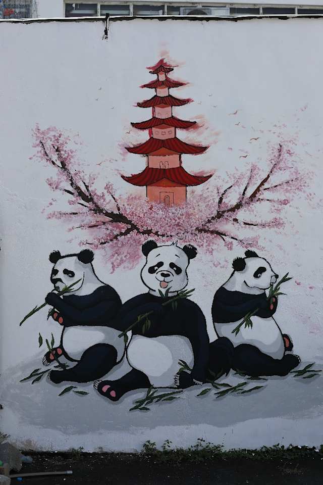 Panda Bear mural in China town Port Louis, Mauritius commissioned by the New China Town Foundation