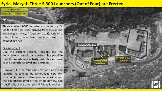 Satellite images show S-300 components deployed in Syria, February 5th, 2019. (Credit: ImageSat International [ISI])