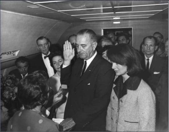 Another, far more public instance of presidential nudity, was exhibited by President Lyndon B. Johnson while delivering a media address from aboard Air Force One. The President invited reporters to walk into the plane to continue a conversation about the economy as he began removing layers of his clothing until he finally stood there, entirely nude, and waving a towel for emphasis.