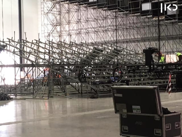 The stands are already under construction for the audience that will fill their pavilion. Photo: Tal Rabinovski