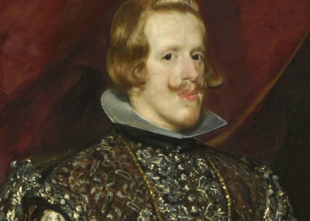 (Detalle) ‘Felipe IV en marrón y plata’ (Velázquez, 1623).- 