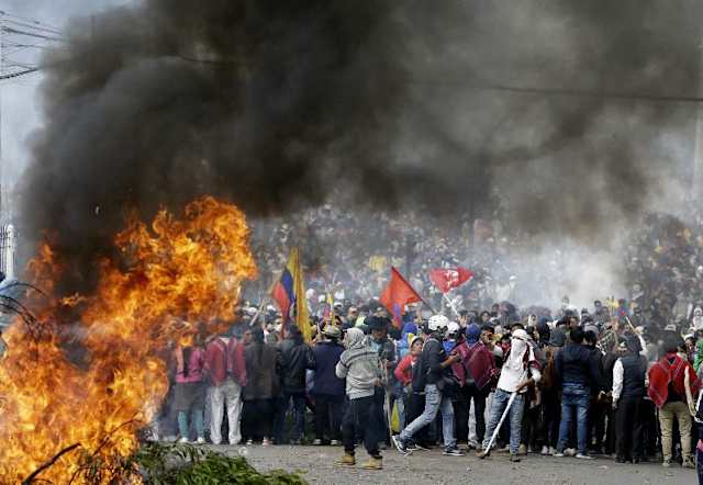 Miles de indígenas se concentraron en Quito para participar en una huelga masiva convocada para el 9 de octubre.